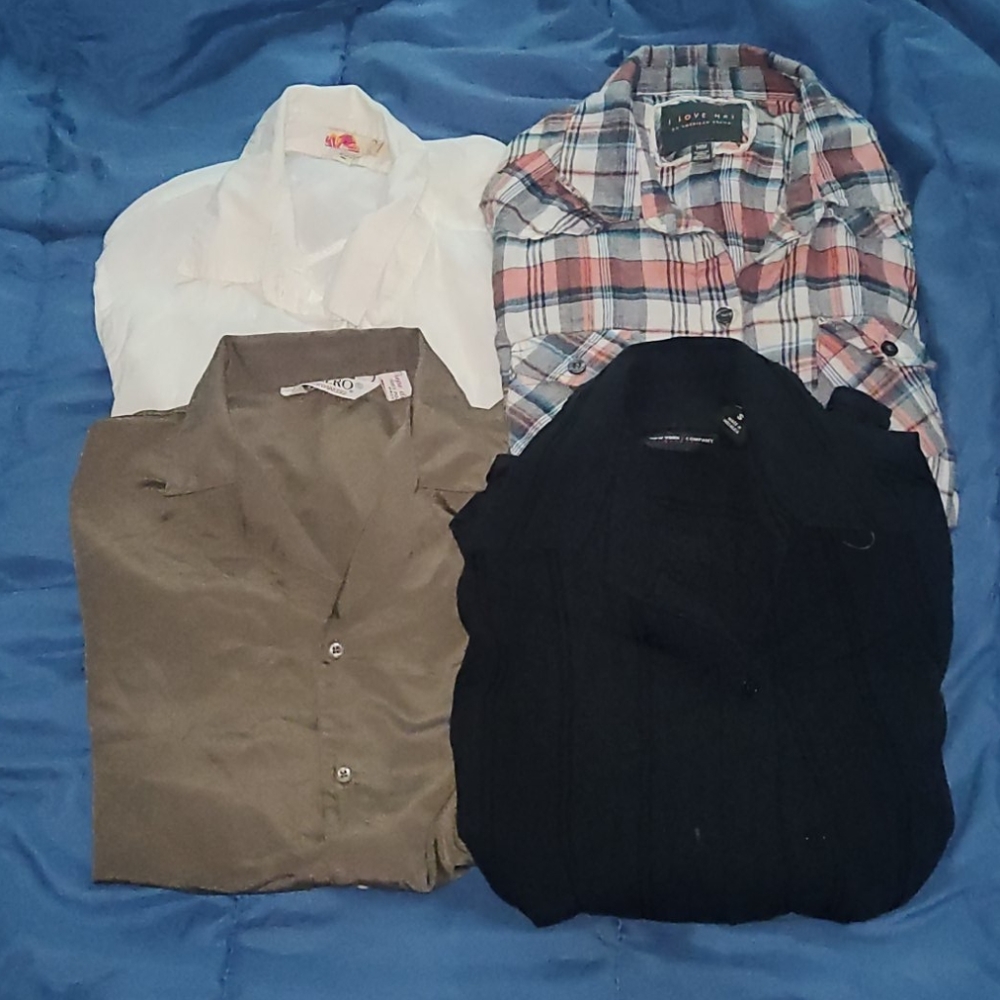 4 button up dress shirts.